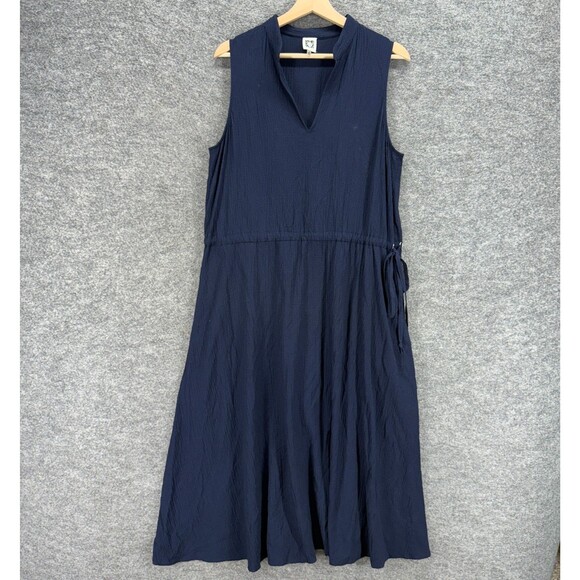Anne Klein Dress Women 12 Blue Maxi Long V-Neck Sleeveless Viscose Casual Solid - Picture 1 of 5